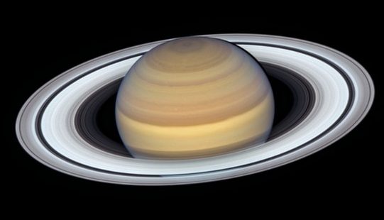 Imagem captada pelo telescópio Hubble mostra Saturno com anéis brilhantes — Foto: Nasa / ESA/ A. Simon (GSFC), M.H. Wong (Universidade da California, Berkeley) e OPAL